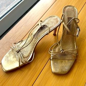 Zara gold strap heel sandals size 38